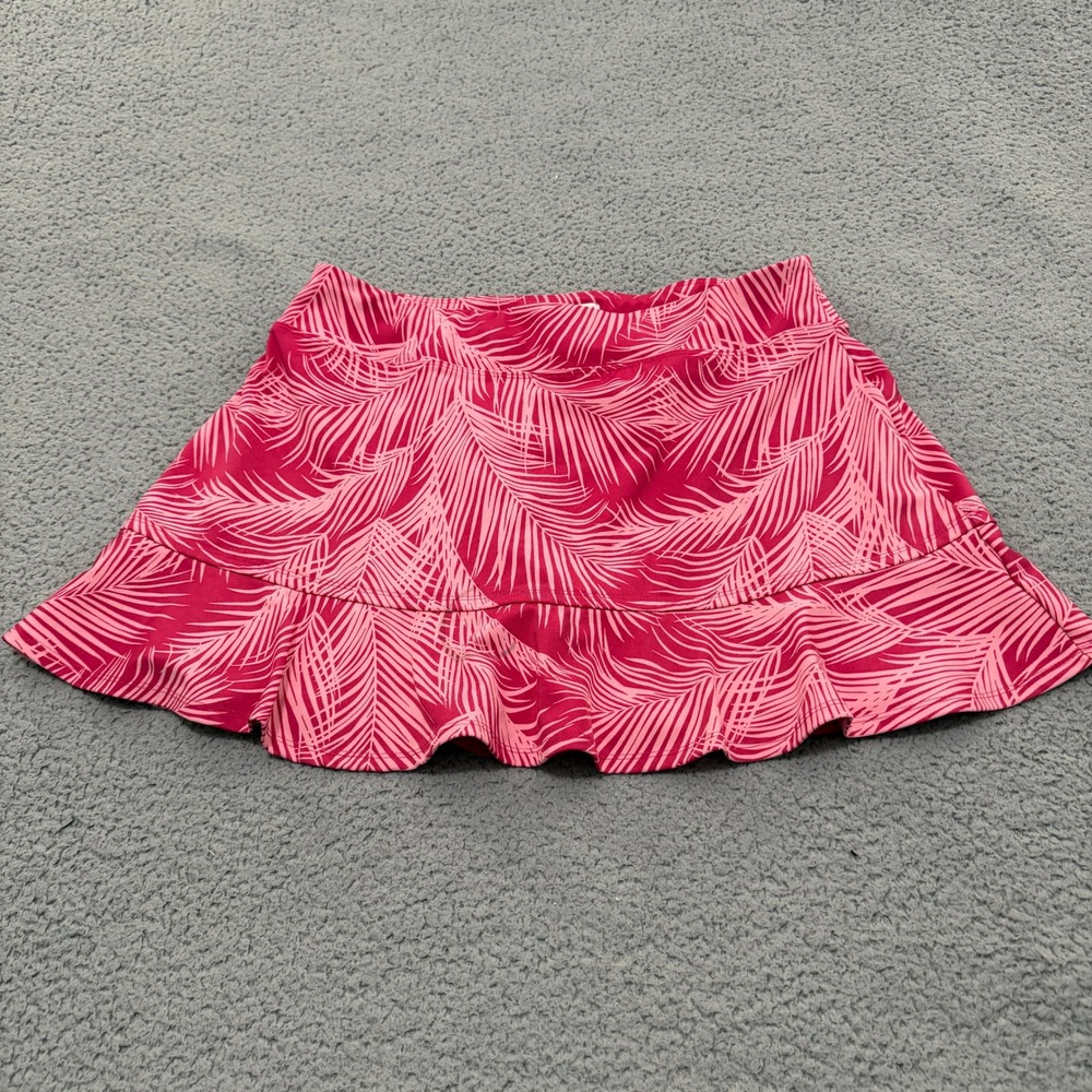 Tommy Bahama Active Skort Womens XL Pink Tropical Palm Leaf Ruffle Pull On